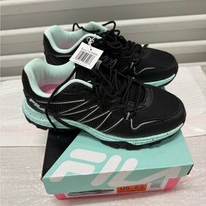 Fila Women's Black & Mint Green Lace-Up Sneakers